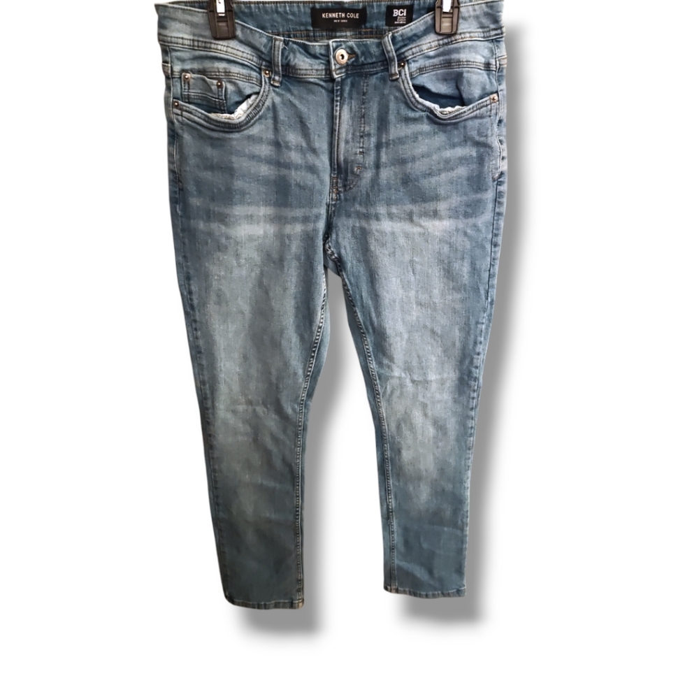 KENNETH COLE NY Mens Slim Fit Light Wash Cotton Denim Jeans 32Wx32L
